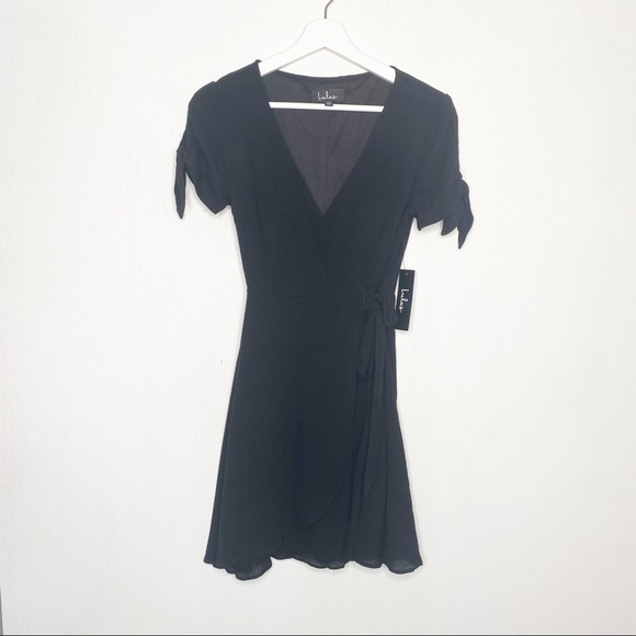 Lulus Kiss and Pastel Black Wrap Dress - Picture 4 of 10